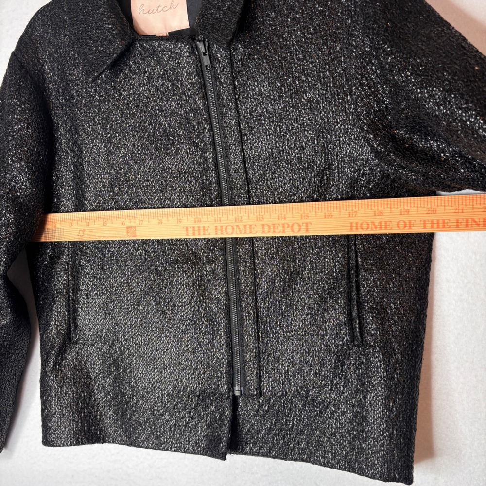 Free People Hutch Black Tweed Foil Jacket Blazer Size Medium - Picture 9 of 11